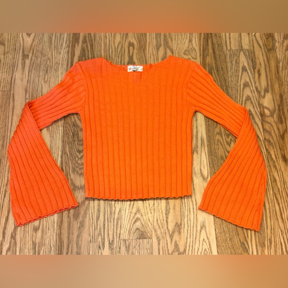Hippie Rose Vibrant Orange Knit Sweater